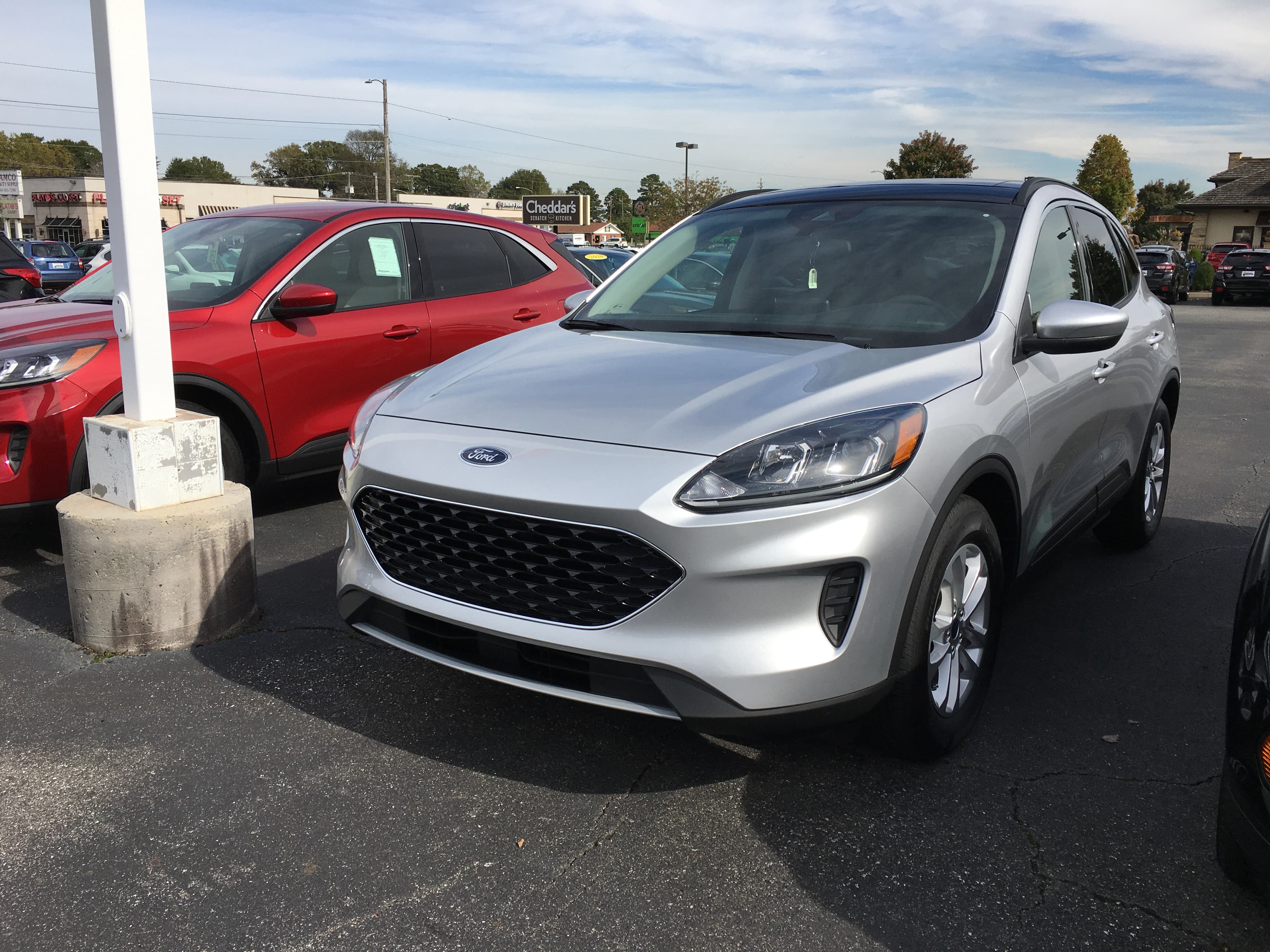 the front of a silver 2020 Ford Escape